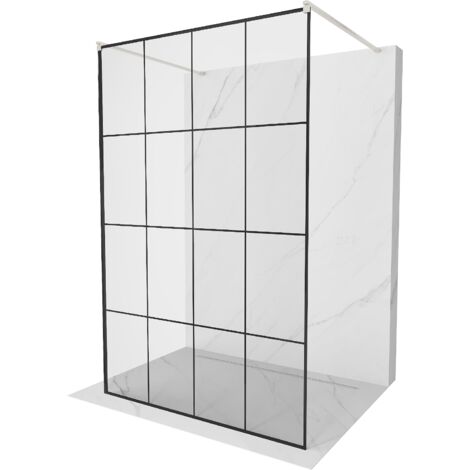 Mexen Kioto paroi de douche autoportante 130 x 200 cm, motif noir 8 mm, nickel brossé - 800-130-002-97-77 (1/5)