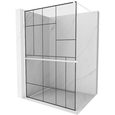 Mexen Kioto+ paroi de douche avec étagère Walk-in 120 x 200 cm, motif noir, blanc - 800-120-121-20-78 (1/5)