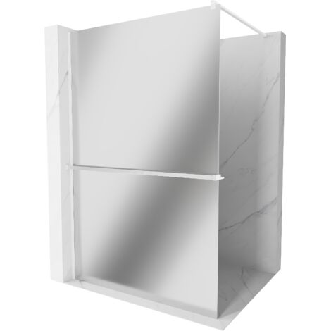 Mexen Kioto+ mur de douche avec étagère Walk-in 140 x 200 cm, miroir, blanc - 800-140-121-20-50