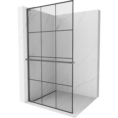 Mexen Kioto+ L paroi de douche avec étagère Walk-in 100 x 200 cm, motif noir, gun metal - 800-100-123-95-77 (1/5)