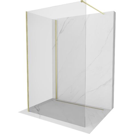 Mexen Kioto paroi de douche Walk-in 120 x 115 cm, transparent, doré brossé - 800-120-212-55-00-115 (1/5)