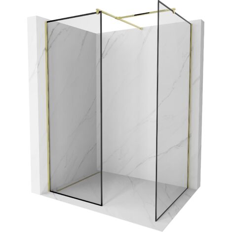 Mexen Kioto Paroi de douche Walk-in 110 x 110 cm, motif noir, doré - 800-110-202-50-70-110 (1/5)