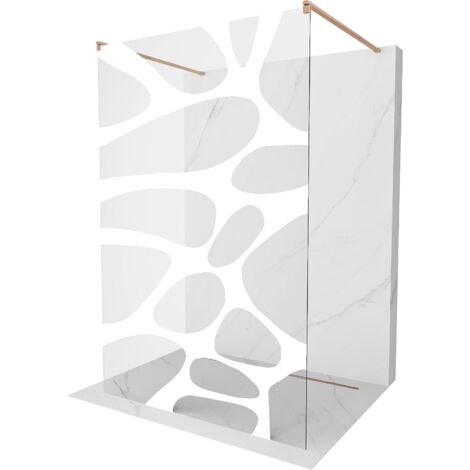 Mexen Kioto paroi de douche autoportante 130 x 200 cm, motif blanc 8 mm, laiton brossé - 800-130-002-65-97 (1/5)