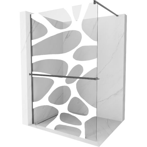 Mexen Kioto+ paroi de douche Walk-in 110 x 200 cm, motif blanc, gris canon brossé - 800-110-121-66-97 (1/5)