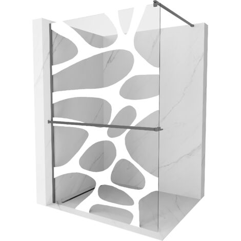 Mexen Kioto+ paroi de douche avec étagère Walk-in 80 x 200 cm, motif blanc, gun metal - 800-080-121-95-97 (1/5)