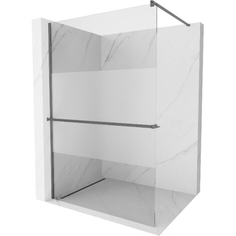 Mexen Kioto+ paroi de douche avec étagère Walk-in 130 x 200 cm, transparent/satiné, gun metal - 800-130-121-95-35 (1/5)