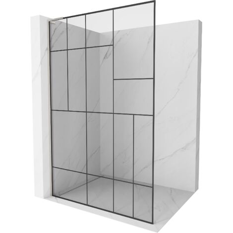 Mexen Kioto L paroi de douche Walk-in 120 x 200 cm, motif noir, nickel brossé - 800-120-103-97-78 (1/5)