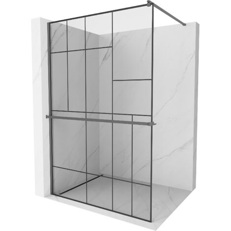Mexen Kioto+ paroi de douche avec étagère Walk-in 100 x 200 cm, motif noir, gun metal - 800-100-121-95-78 (1/5)
