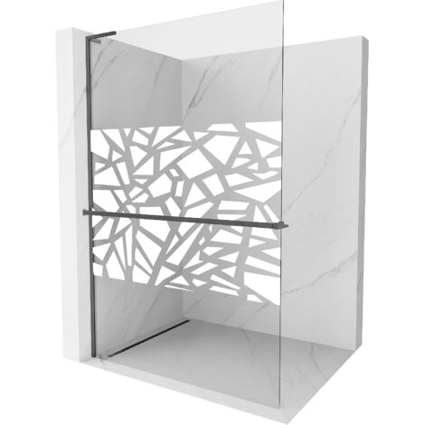 Mexen Kioto+ L paroi de douche avec étagère Walk-in 80 x 200 cm, motif blanc, gris gun métallisé - 800-080-123-66-85 (1/5)