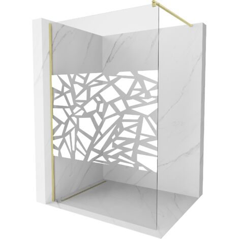 Paroi de douche Mexen Kioto Walk-in 140 x 200 cm, motif blanc 8 mm, doré brossé - 800-140-101-55-85 (1/5)