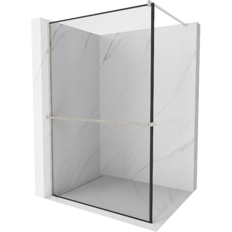 Mexen Kioto+ paroi de douche avec étagère Walk-in 100 x 200 cm, motif noir, nickel brossé - 800-100-121-97-70 (1/5)