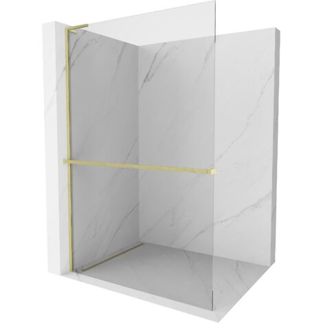 Mexen Kioto+ L paroi de douche avec étagère Walk-in 105 x 200 cm, transparent, doré brossé - 800-105-123-55-00 (1/5)
