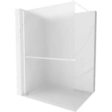 Mexen Kioto+ paroi de douche avec étagère Walk-in 140 x 200 cm, givrée, blanche - 800-140-121-20-30 (1/5)