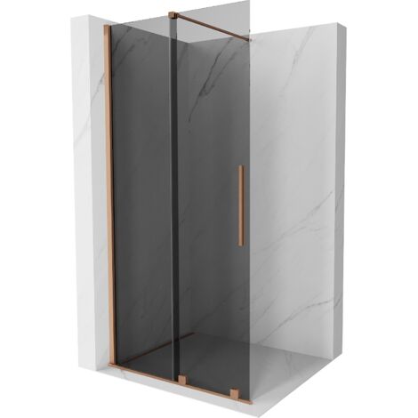 Mexen Velar paroi de douche coulissante Walk-in 120 x 200 cm, graphite 8 mm, laiton brossé - 871-120-000-43-65 (1/5)