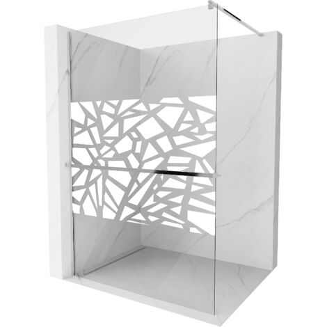 Mexen Kioto+ paroi de douche avec étagère Walk-in 110 x 200 cm, motif blanc, chrome - 800-110-121-01-85 (1/5)