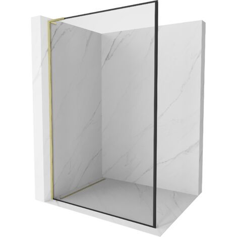 Mexen Kioto L paroi de douche Walk-in 80 x 200 cm, motif noir, finition dorée satinée - 800-080-103-55-70 (1/5)