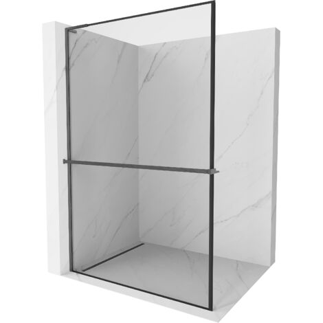 Mexen Kioto+ L paroi de douche avec étagère Walk-in 80 x 200 cm, motif noir, gris gun brossé - 800-080-123-66-70 (1/5)