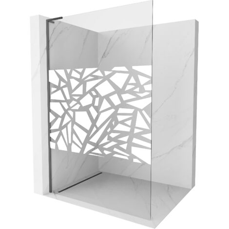 Mexen Kioto L paroi de douche Walk-in 100 x 200 cm, motif blanc, gun metal - 800-100-103-95-85 (1/5)