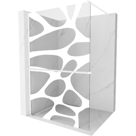 Paroi de douche Mexen Kioto+ avec étagère Walk-in 100 x 200 cm, motif blanc, blanc - 800-100-121-20-97 (1/5)