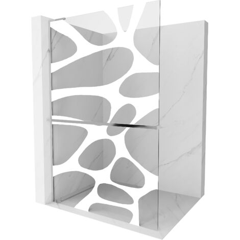 Mexen Kioto+ L paroi de douche avec étagère Walk-in 80 x 200 cm, motif blanc, chrome - 800-080-123-01-97 (1/5)