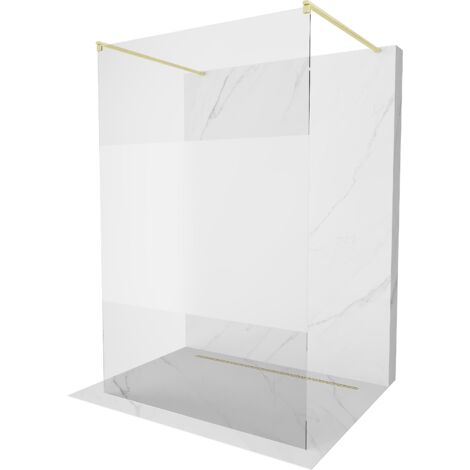 Mexen Kioto paroi de douche autonome 130 x 200 cm, transparent/satiné 8 mm, or brossé - 800-130-002-55-35 (1/5)