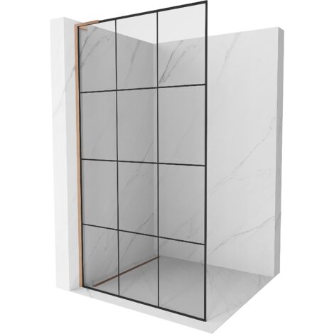 Mexen Kioto L paroi de douche Walk-in 120 x 200 cm, motif noir, laiton brossé - 800-120-103-65-77 (1/5)