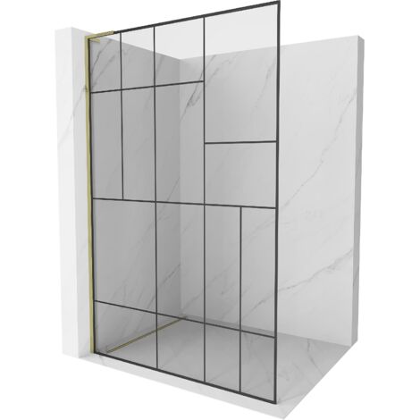 Mexen Kioto L paroi de douche Walk-in 120 x 200 cm, motif noir, doré - 800-120-103-50-78 (1/5)