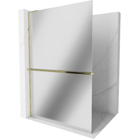 Mexen Kioto+ L paroi de douche Walk-in 110 x 200 cm, miroir, dorée - 800-110-123-50-50 (1/5)