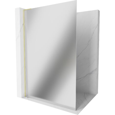 Mexen Kioto L paroi de douche Walk-in 110 x 200 cm, miroir, doré brossé - 800-110-103-55-50 (1/5)