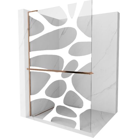 Mexen Kioto+ L paroi de douche avec étagère Walk-in 110 x 200 cm, motif blanc, or rose - 800-110-123-60-97 (1/5)