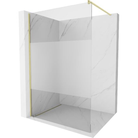 Mexen Kioto paroi de douche Walk-in 70 x 200 cm, transparent/satiné 8 mm, finition dorée - 800-070-101-55-35 (1/5)