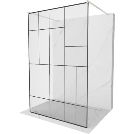 Mexen Kioto paroi de douche autonome 130 x 200 cm, motif noir 8 mm, nickel brossé - 800-130-002-97-78 (1/5)