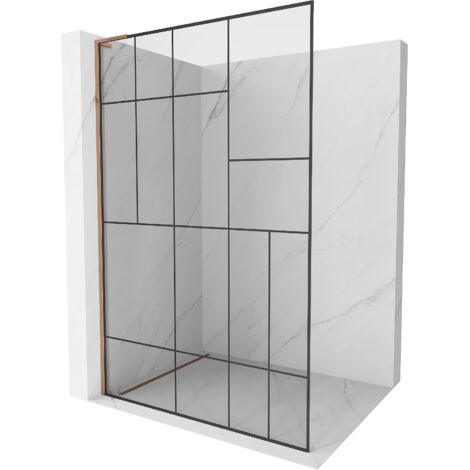 Mexen Kioto L paroi de douche Walk-in 80 x 200 cm, motif noir, or rose - 800-080-103-60-78 (1/5)