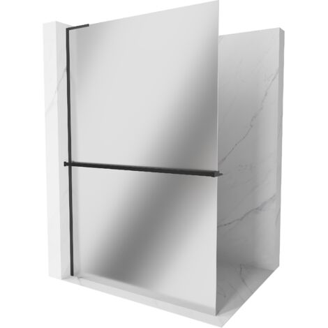 Mexen Kioto+ L paroi de douche avec étagère Walk-in 120 x 200 cm, miroir, noir - 800-120-123-70-50