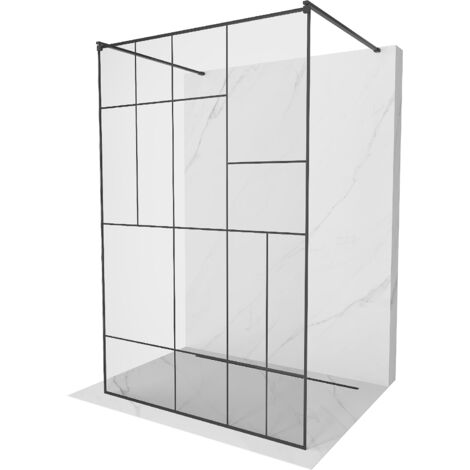 Mexen Kioto paroi de douche autoportante 130 x 200 cm, transparent/Design noir 8 mm, Noir - 800-130-002-70-78 (1/5)
