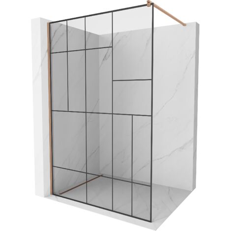 Mexen Kioto paroi de douche Walk-in 80 x 200 cm, motif noir 8 mm, laiton brossé - 800-080-101-65-78 (1/5)