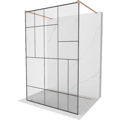 Mexen Kioto paroi de douche libre debout 120 x 200 cm, motif noir 8 mm, laiton brossé - 800-120-002-65-78 (1/5)