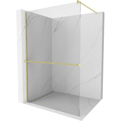 Mexen Kioto+ paroi de douche avec étagère Walk-in 120 x 200 cm, transparent, en or brossé - 800-120-121-55-00 (1/5)