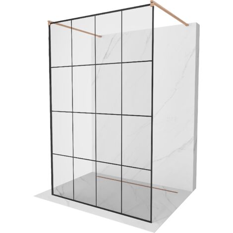 Mexen Kioto paroi de douche autoportante 130 x 200 cm, motif noir 8 mm, laiton brossé - 800-130-002-65-77 (1/5)