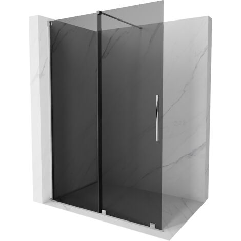 Mexen Velar paroi de douche coulissante Walk-in 130 x 200 cm, graphite 8 mm, chrome - 871-130-000-43-01 (1/5)