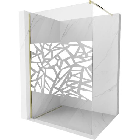 Paroi de douche Mexen Kioto Walk-in 100 x 200 cm, motif blanc 8 mm, doré - 800-100-101-50-85 (1/5)
