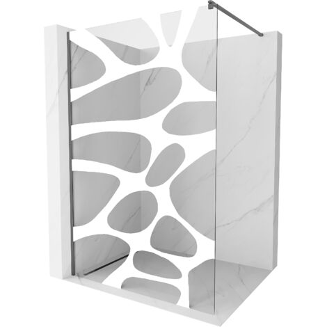 Mexen Kioto paroi de douche Walk-in 70 x 200 cm, motif blanc 8 mm, gun metal - 800-070-101-95-97 (1/5)