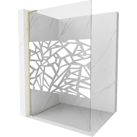 Mexen Kioto L paroi de douche Walk-in 120 x 200 cm, motif blanc, finition dorée satinée - 800-120-103-55-85 (1/5)