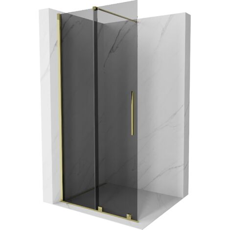 Paroi de douche Mexen Velar extensible Walk-in 85 x 200 cm, graphite 8 mm, doré - 871-085-000-43-50 (1/5)