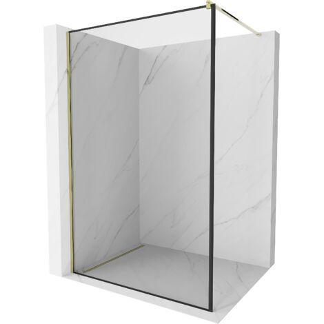 Mexen Kioto paroi de douche 80 x 200 cm, transparent/Design noir 8 mm, Or - 800-080-101-50-70 (1/5)