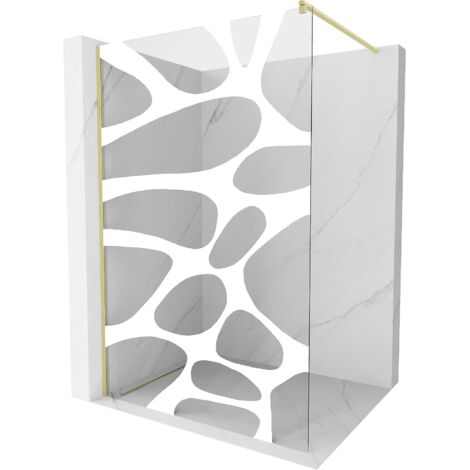 Mexen Kioto paroi de douche Walk-in 120 x 200 cm, motif blanc 8 mm, doré brossé - 800-120-101-55-97 (1/5)