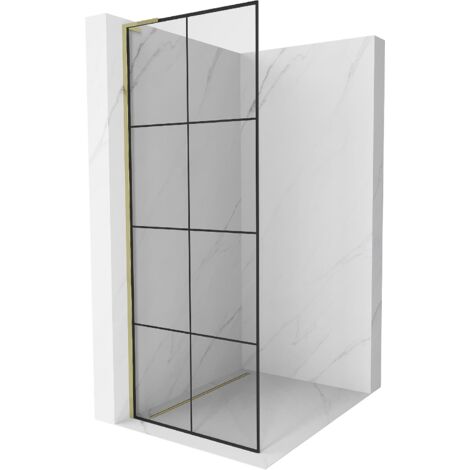 Mexen Kioto L paroi de douche Walk-in 80 x 200 cm, motif noir, doré - 800-080-103-50-77 (1/5)