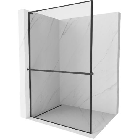 Mexen Kioto+ L paroi de douche avec étagère Walk-in 110 x 200 cm, motif noir, noir - 800-110-123-70-70 (1/5)