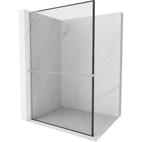 Mexen Kioto+ L paroi de douche avec étagère Walk-in 100 x 200 cm, motif noir, nickel brossé - 800-100-123-97-70 (1/5)