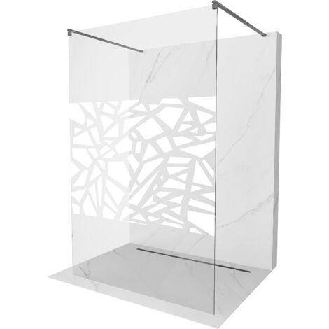 Mexen Kioto paroi de douche autonome 120 x 200 cm, motif blanc 8 mm, gris gun brossé - 800-120-002-66-85 (1/5)
